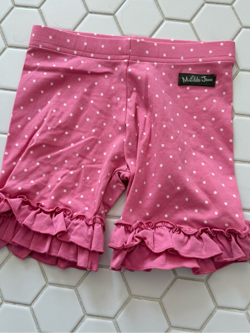 Matilda Jane Rose Pink Polka Dot Ruffle Bike Shorts
